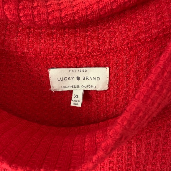 Lucky Brand Red Waffle Knit Thermal Top XL - Picture 6 of 9